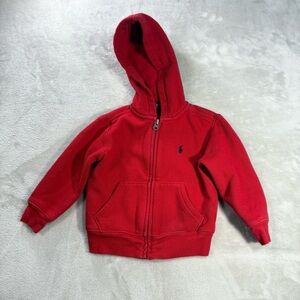 Polo Ralph Lauren Boys Hoodie Full Zip Hoodie Red Blue Pony Sz 2/2T